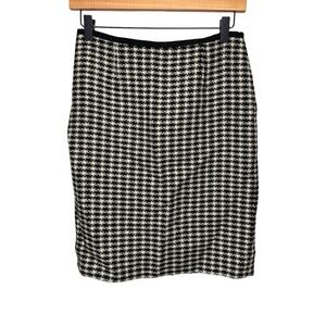 Tory Burch Black & Cream Wool Houndstooth Pencil Skirt Size 2